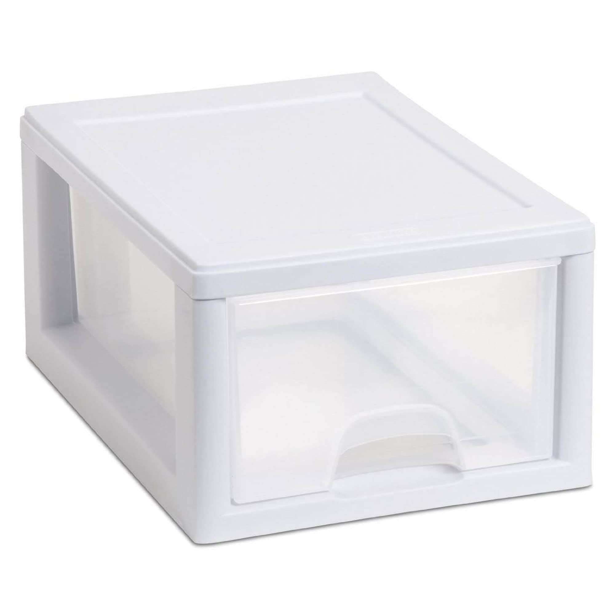 Sterilite 12-Pack Stacking Drawers, Clear Storage Closet Organizer, White Frame, 6 Quart