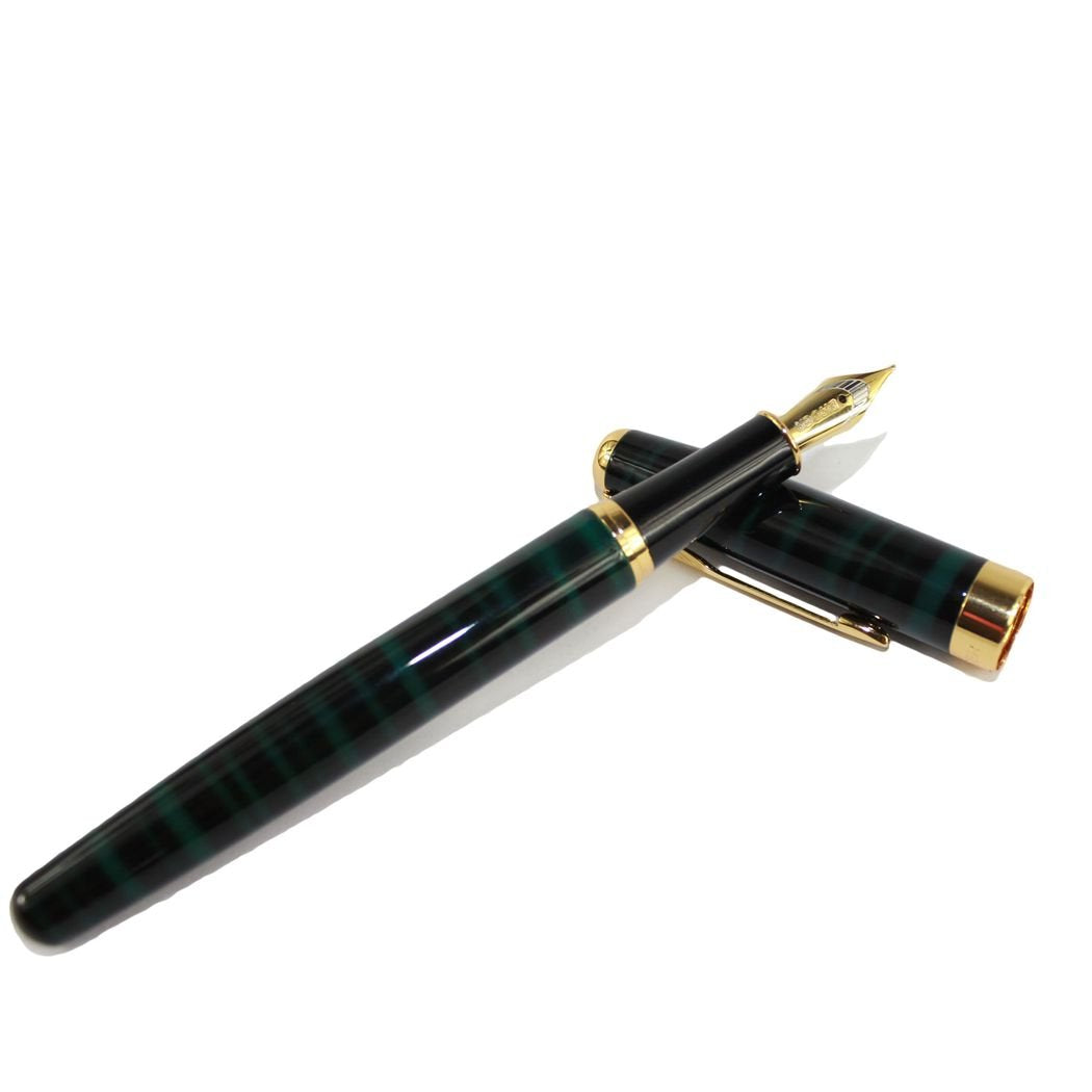 Gullor Executive Arrow Iridium Medium Nib Fountain Pen 388 Black And Green Stripes