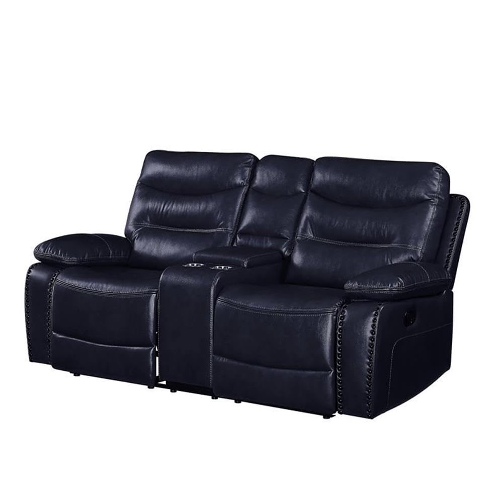 Acme Aashi Leather-Gel Tufted Motion Reclining Loveseat with Console - Thumbnail 2