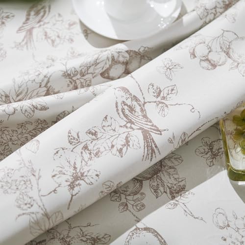 Jinchan 100% Blackout Floral Curtains 63 Inch Length, Printed Flower Taupe Blackout Curtains For Bedroom Rod Pocket Back Tab Full Blackout Curtains Thermal Insulated Window Drapes, 2 Panels Taupe
