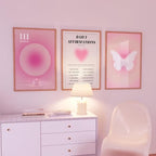 Hesendot Retro Gradient Wall Art Decor Set Of 3,Pink Aura Poster,Affirmation Poster,12X16In Truly Quality Canvas Wall Art Pictur