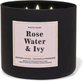 Bath & Body Works, White Barn 3-Wick Candle w/Essential Oils - 14.5 oz - New Core Scents! (Rose Water & Ivy)