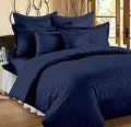 Home Stylish 400Tc Microfiber Satin Stripe Cotton Ac Comforter Only Double Navy Blue