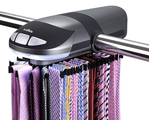 Primode Motorized Tie Rack Stores Up to 50 Ties- Closet Organizer, Holds & Displays Up to 50 Ties Or Belts, Rotation Operates wi