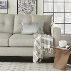 HomeRoots Grey Cotton Periwinkle Embellished Lumbar Pillow