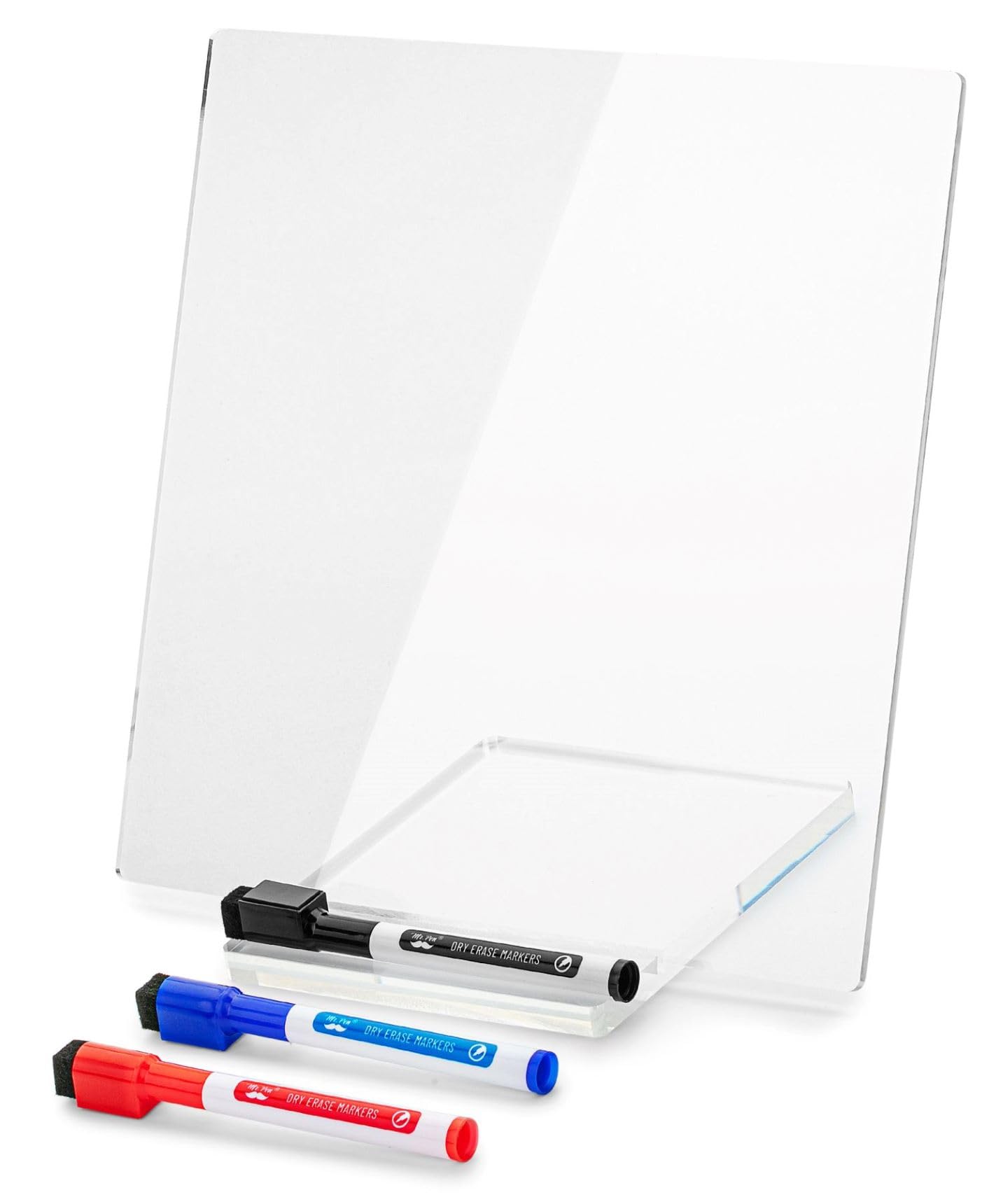 Mr. Pen Acrylic Dry Erase Board With Stand, 10' X 10', White Board With 3 Markers, For Desk