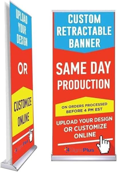 4Signsplus Deluxe Retractable Banner - Customizable Full Color Design Roll Up Banner With Carry On Case (Customizable, 33.5   X8