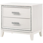 Acme Haiden Wooden Rectangular 2-Drawer Nightstand with Silver Trim in White