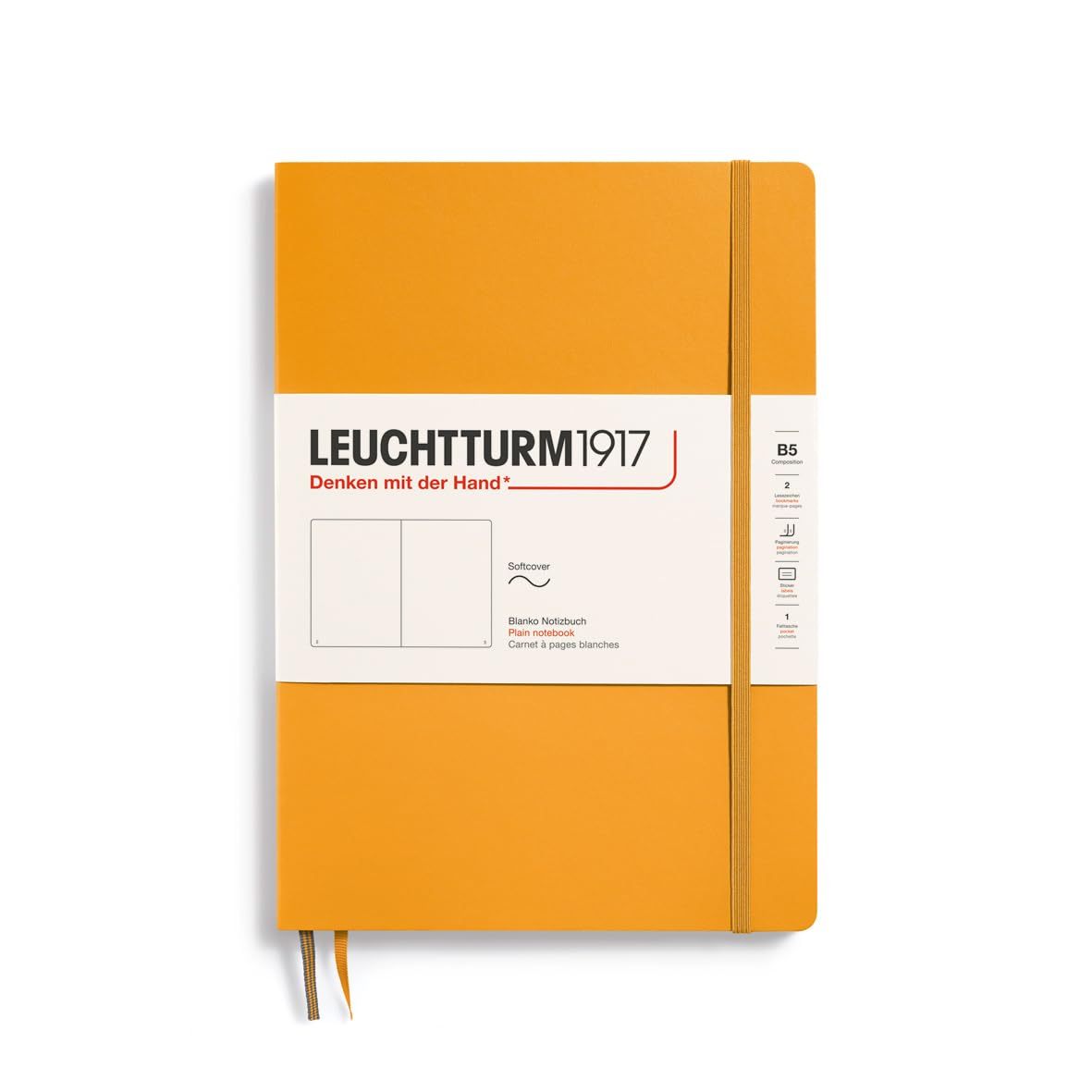 Leuchtturm1917 - Notebook Softcover Composition B5-123 Numbered Pages For Writing And Journaling (Plain, Rising Sun)