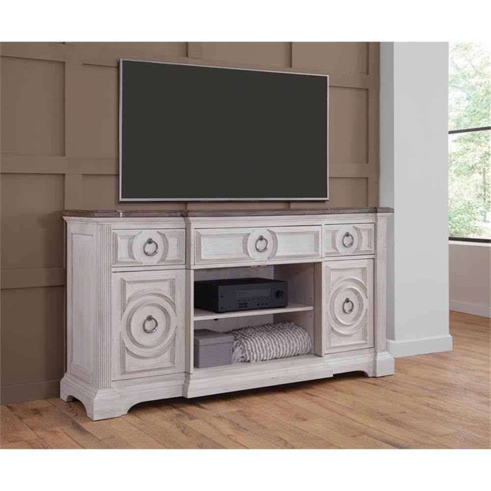 American Woodcrafters Brighten Distressed Antique White 72-inch Wood Console