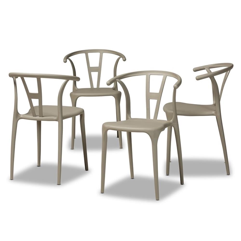 Baxton Studio Warner Modern and Contemporary Beige Plastic 4-Piece Dining Chair Set