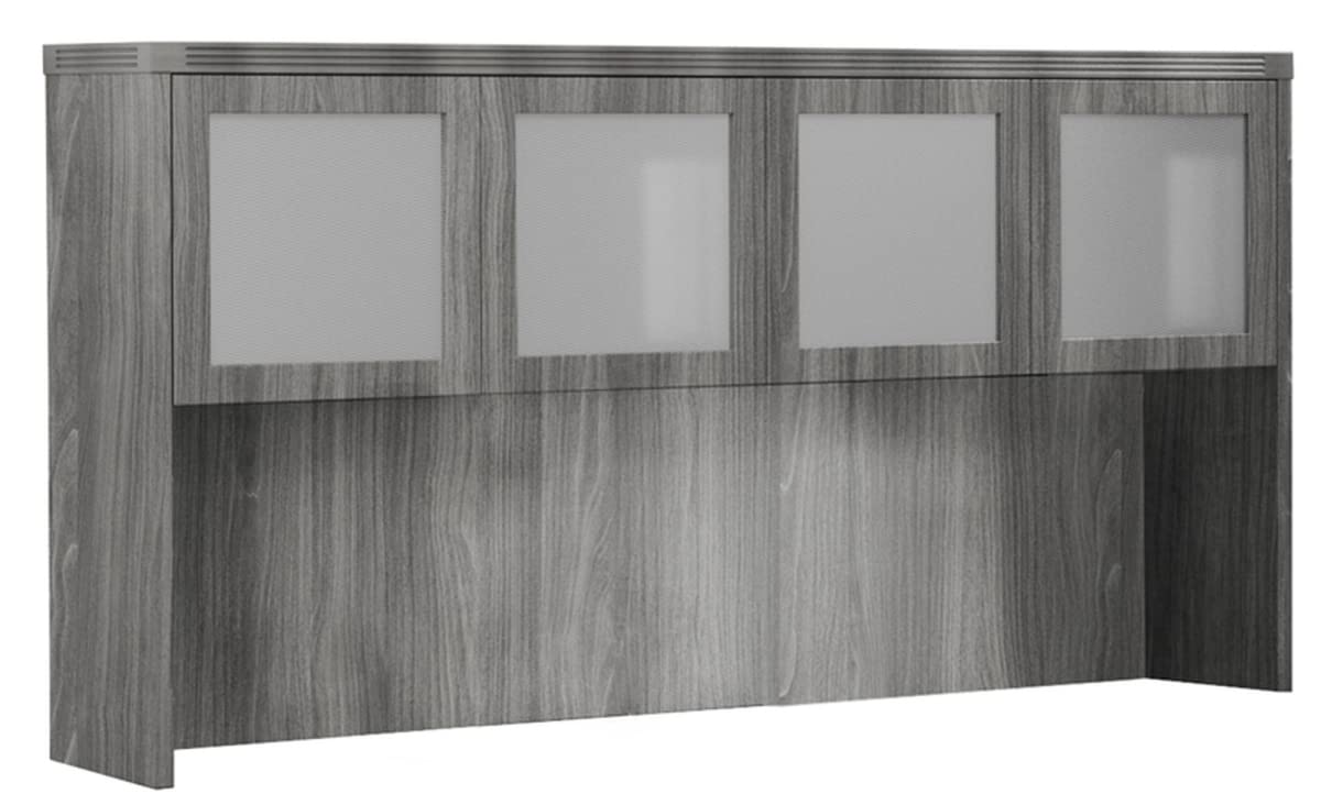 Safco Mayline AHG72LGS Aberdeen 72&quot; Hutch Cabinet with Glass Doors, Gray Steel Tf