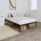 vidaXL Industrial Style Bed Frame with Extra Storage Space, Made from Robust Powder-Coated Steel, Black - Supports Mattresses of 53.1" x 74.8"