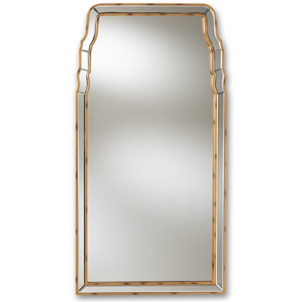 Baxton Studio Alice Modern and Contemporary Queen Anne Style Antique Gold Finished Accent Wall Mirror