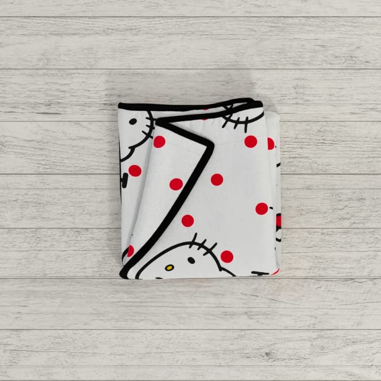 Franco Collectibles Hello Kitty Polka Dot Bedding Super Soft Cozy Blanket, 62 In X 90 In, (Officially Licensed Product)