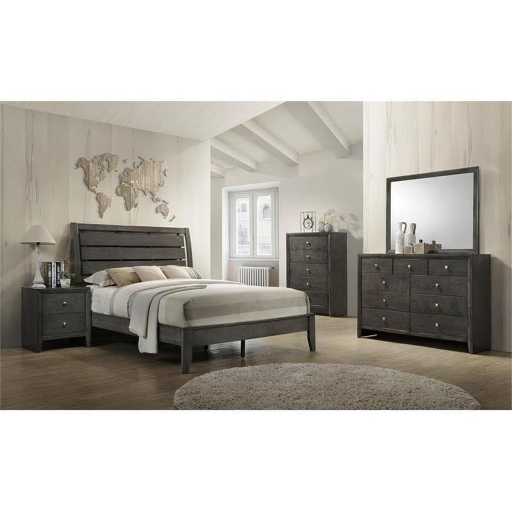Acme Ilana 5-Drawer Bedroom Wooden Chest with Knob Drawer Handle in Gray