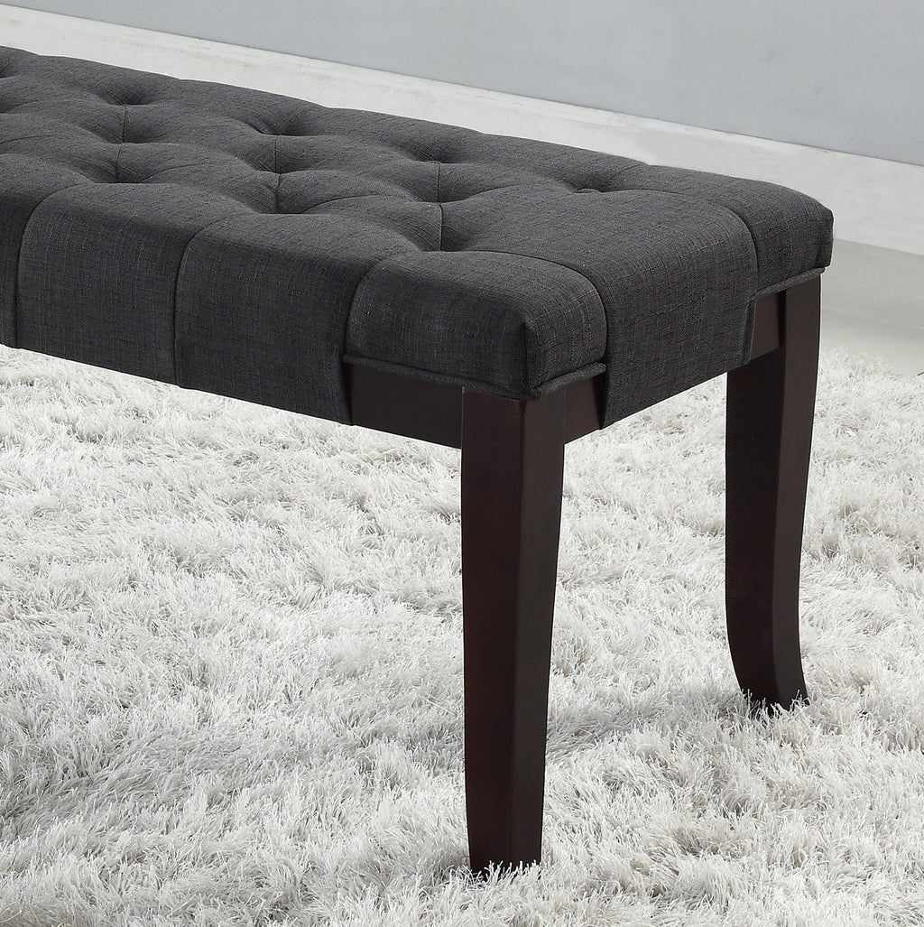 Roundhill Furniture Linon Fabric Tufted Bench, Gray