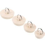 Hestya 4 Pieces Tub Stopper Set Rubber Sink Stopper Drain Plug with Hanging Ring for Bathtub, Kitchen and Bathroom (White, 1-1/8