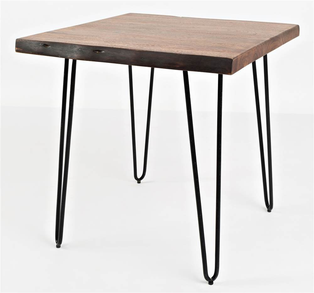 Jofran Nature's Edge Modern Solid Wood Natural Live Edge Square End Table, Chestnut