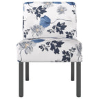 vidaXL Blue Floral Patterned Upholstered Slipper Chair, Modern Style Decorative Lounge Chair with Durable Fabric, Sturdy Frame and Comfortable Padding