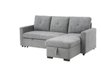 Lilola Home Serenity Gray Fabric Reversible Sleeper Sectional Sofa with Storage Chaise