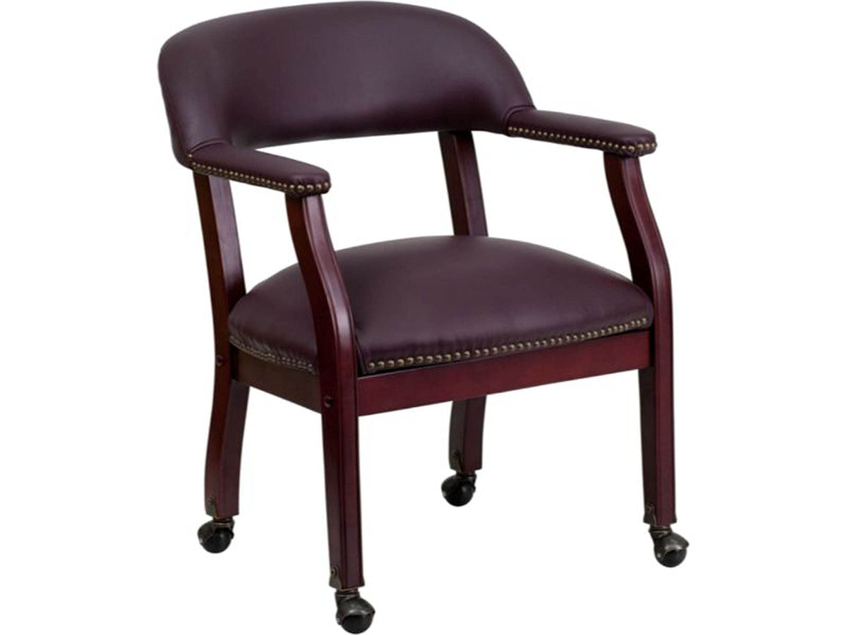 Flash Furniture Diamond Burgundy LeatherSoft Conference Chair with Accent Nail Trim and Casters