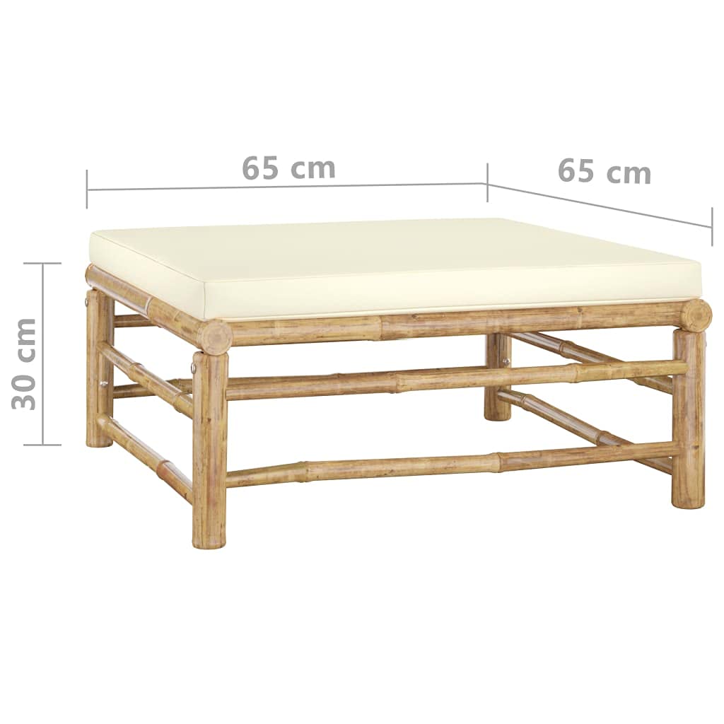 vidaXL Patio Lounge Set 6 Piece with Cream White Cushions Garden Outdoor Balcony Backyard Terrace Seating Sofa Seat Home Furniture Bamboo