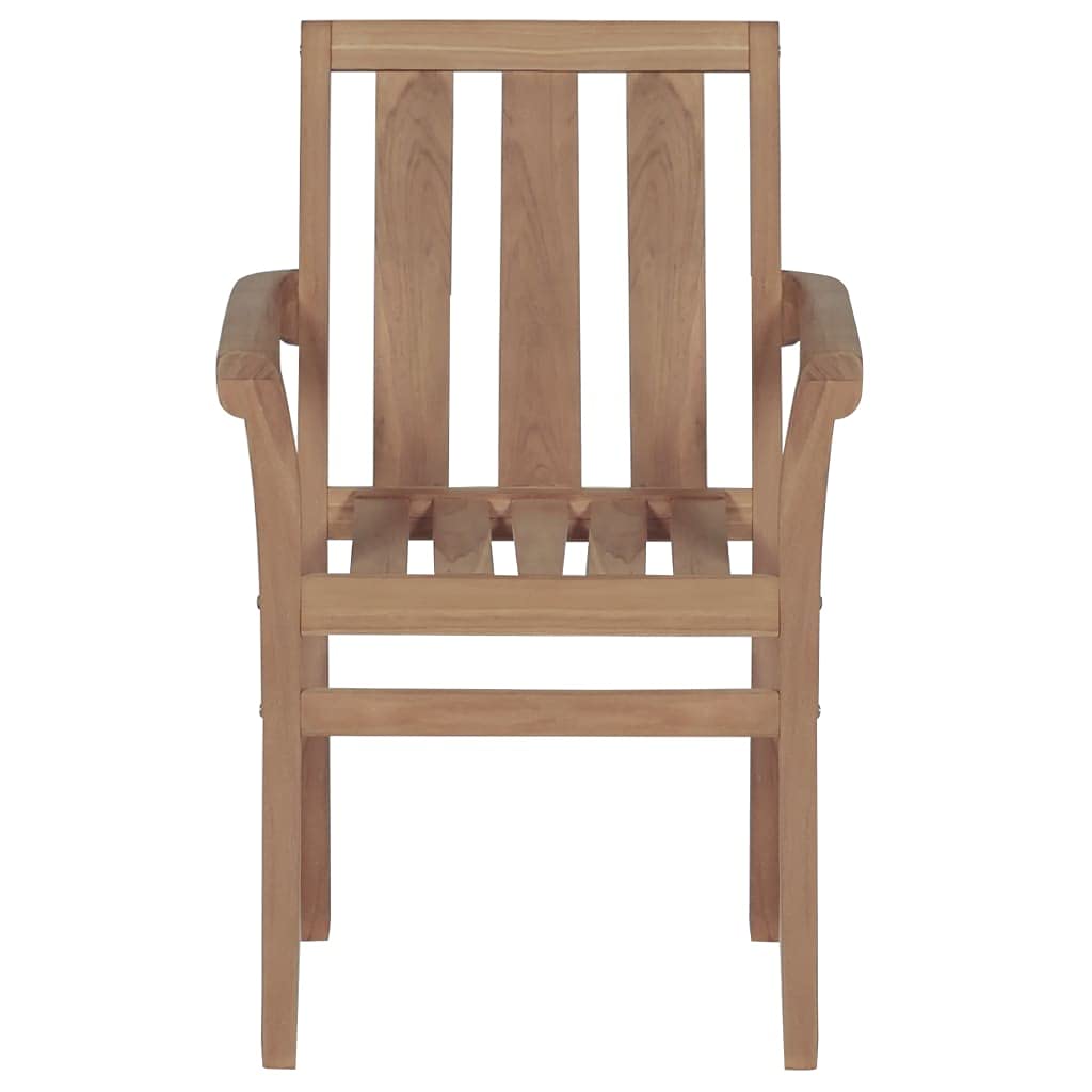 vidaXL 8 pcs Patio Chairs - Stackable, Solid Teak Wood, Fine-Sanded - Suitable for Outdoor, Garden, Home, Office - Brown
