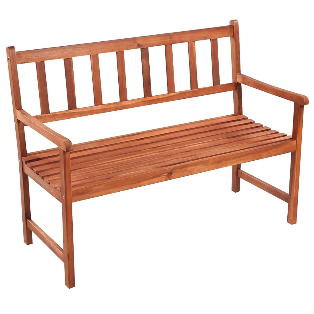 vidaXL Rustic Patio Bench with Cushion - Solid Acacia Wood Bench Seat with Light Blue Cushion, Wide Seating Area, Weather-Resistant Outdoor Furniture