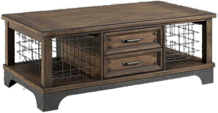 Intercon Whiskey River Coffee Table WY-TA-5028-GPG-C, Select Hardwood and Birch Veneer, Gun Powder Gray, 50" Wide