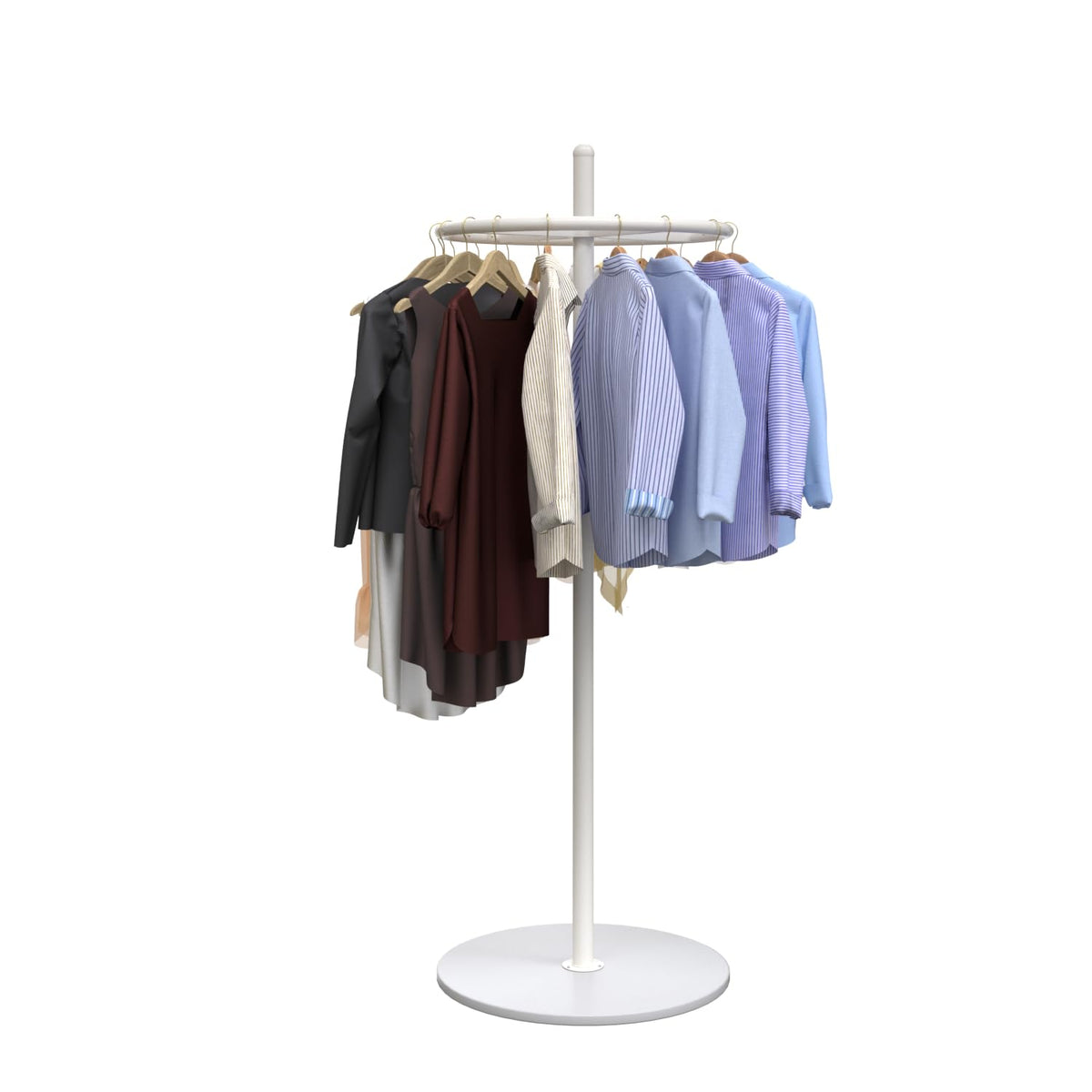 21.6in Rotatable Clothes Rack Round Heavy Duty Rack For Boutiques(White)