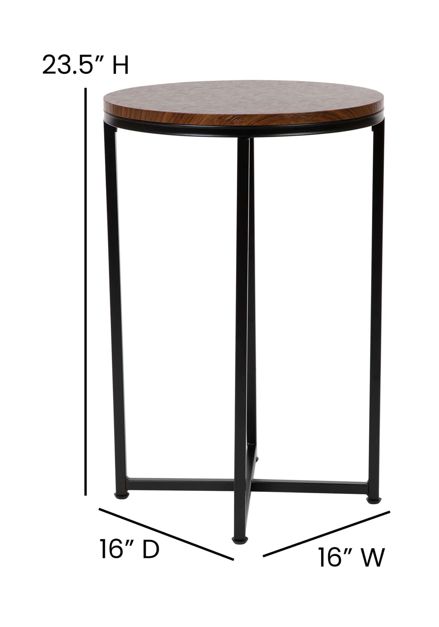 Flash Furniture Hampstead Collection End Table - Modern Walnut Finish End Table - Crisscross Matte Black Frame