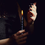 Taper Candles, Glossy Metal Style Halloween Candles Ture Dripless Black Taper Candles Set Of 4,Smokeless Candles,Unscented Taper