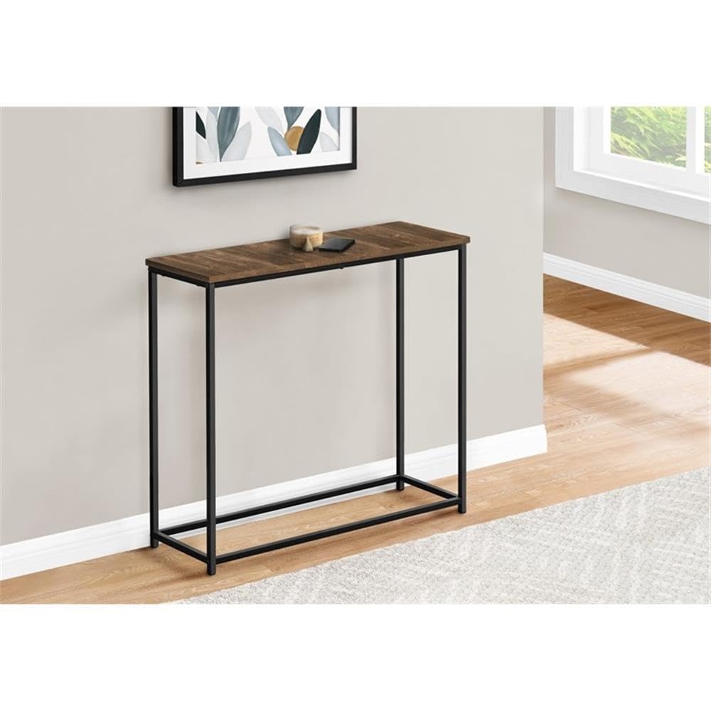 Monarch Specialties 2254 Accent Table, Console, Entryway, Narrow, Sofa, Living Room, Bedroom, Metal, Laminate, Brown, Black, Contemporary, Modern Table-32 L Reclaimed, 31.5&Quot; L X 11.5&Quot; W X 29&Quot; H