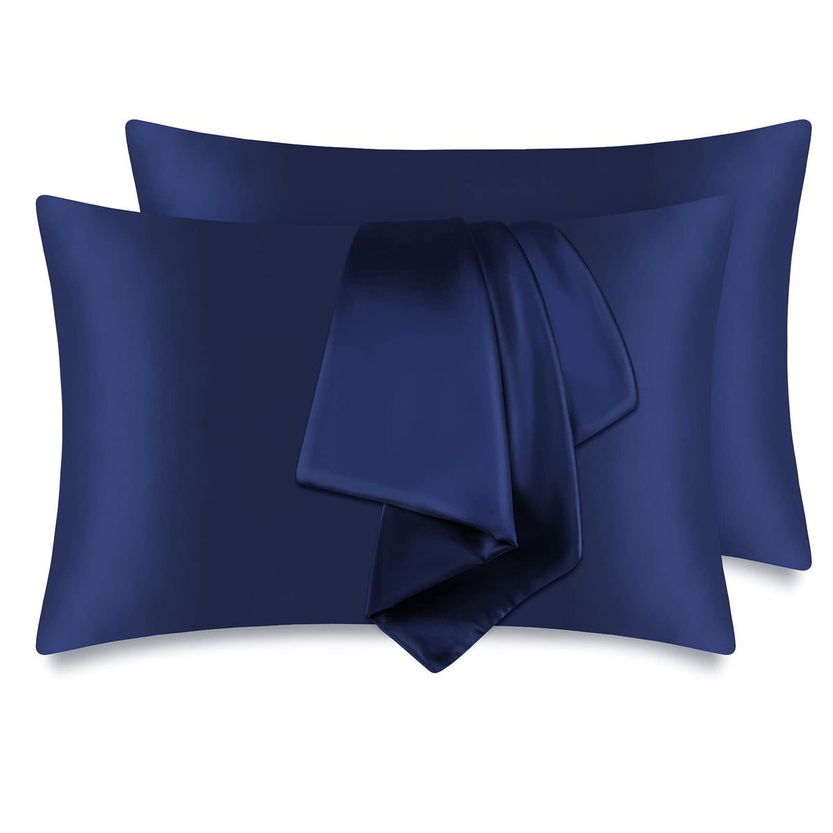 Zenssia Silky Satin Pillow Cases Set Of 2, Soft Satin Pillowcases For Hair And Skin, Satin Pillow Covers With Zipper Closure, Qu