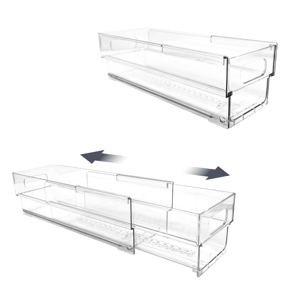 Isaac Jacobs 2Pack Clear Expandable Storage Bins  Extra Small