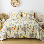Travan 3-Piece Quilt Set Quilted Bedspread Lightweight Reversible Coverlet Set Floral Printed Oversized Quilted Bedding Set With