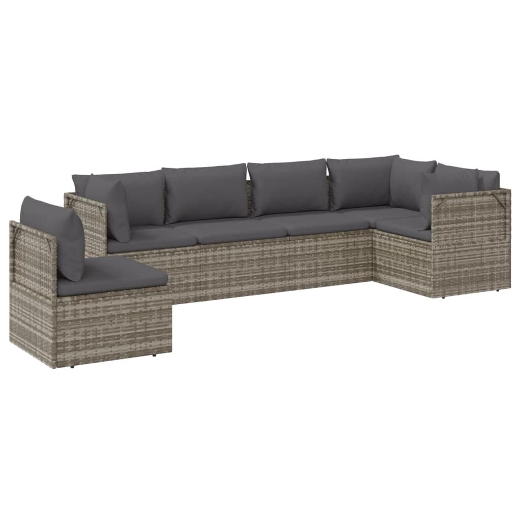 Vidaxl 7-Piece Patio Lounge Set In Gray Poly Rattan With Cushions – Outdoor Furniture Set With Storage Space And Waterproof Bag For Garden, Deck, And Outdoor Living