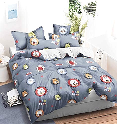 Sky Tex Grey Color Lions Printed 300 Tc Glace Cotton 3D Printed Single Bed Comforter (Buy This Comforter Get 1 N  95 Mask Free)