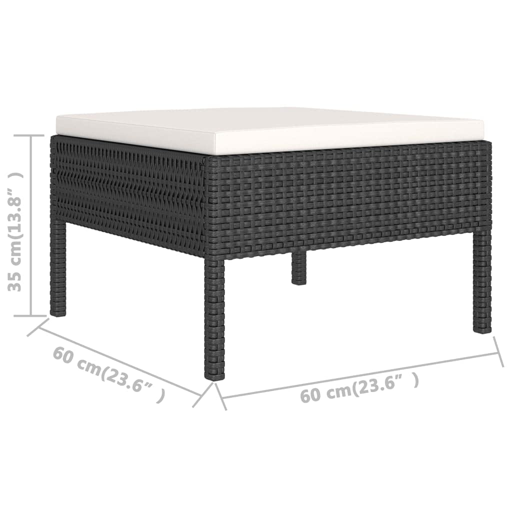 vidaXL 11-Pc Outdoor Lounge Set with Cream White Cushions - Durable Poly Rattan Patio Furniture - Convenient, Easy-to-Assemble Garden Seating
