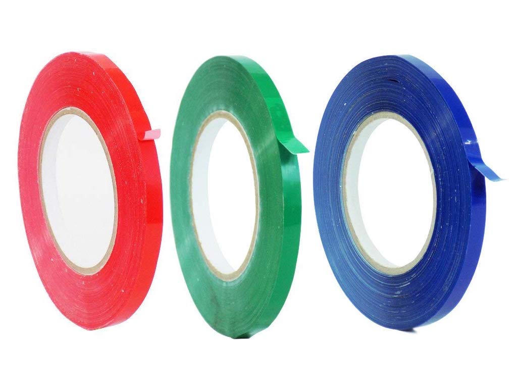 WOD Rainbow Produce Poly Bag Sealing Tape, 1/2 inch x 180 yds. (Pack of 3) for Packaging and Sealing of Meat, Gifts, or Ice Bags