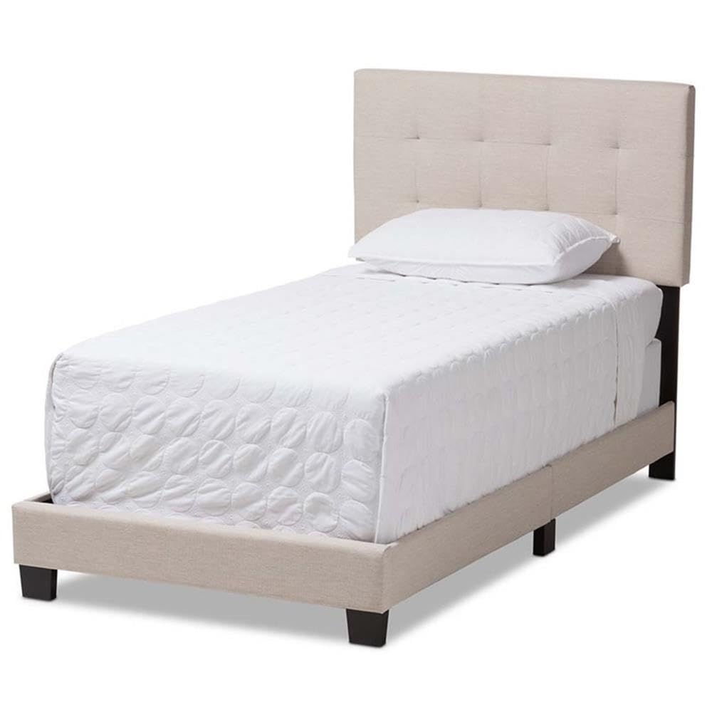 Baxton Studio Brookfield Modern and Contemporary Beige Fabric Twin Size Bed