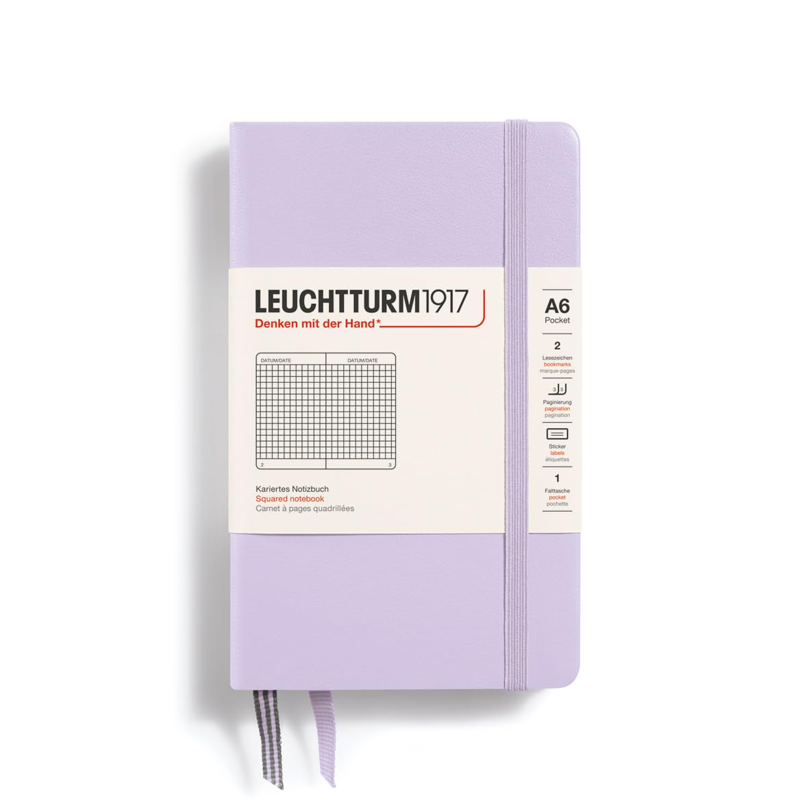Leuchtturm1917 - Notebook Hardcover Pocket A6-187 Numbered Pages For Writing And Journaling (Lilac, Squared)
