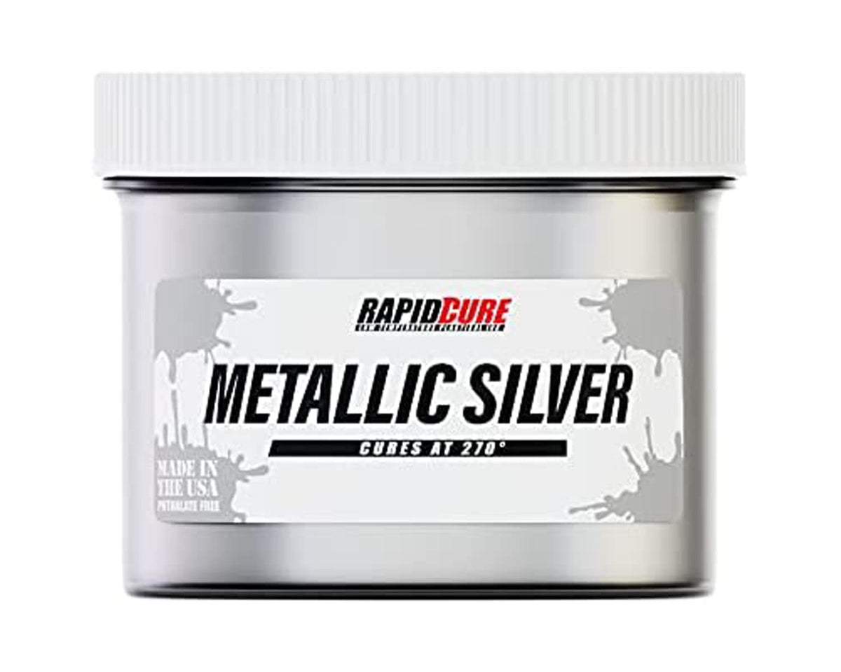 Rapid Curea Metallic Silver Screen Printing Ink (8Oz) - Plastisol Ink For Screen Printing Fabric - Low Temperature Curing Plasti