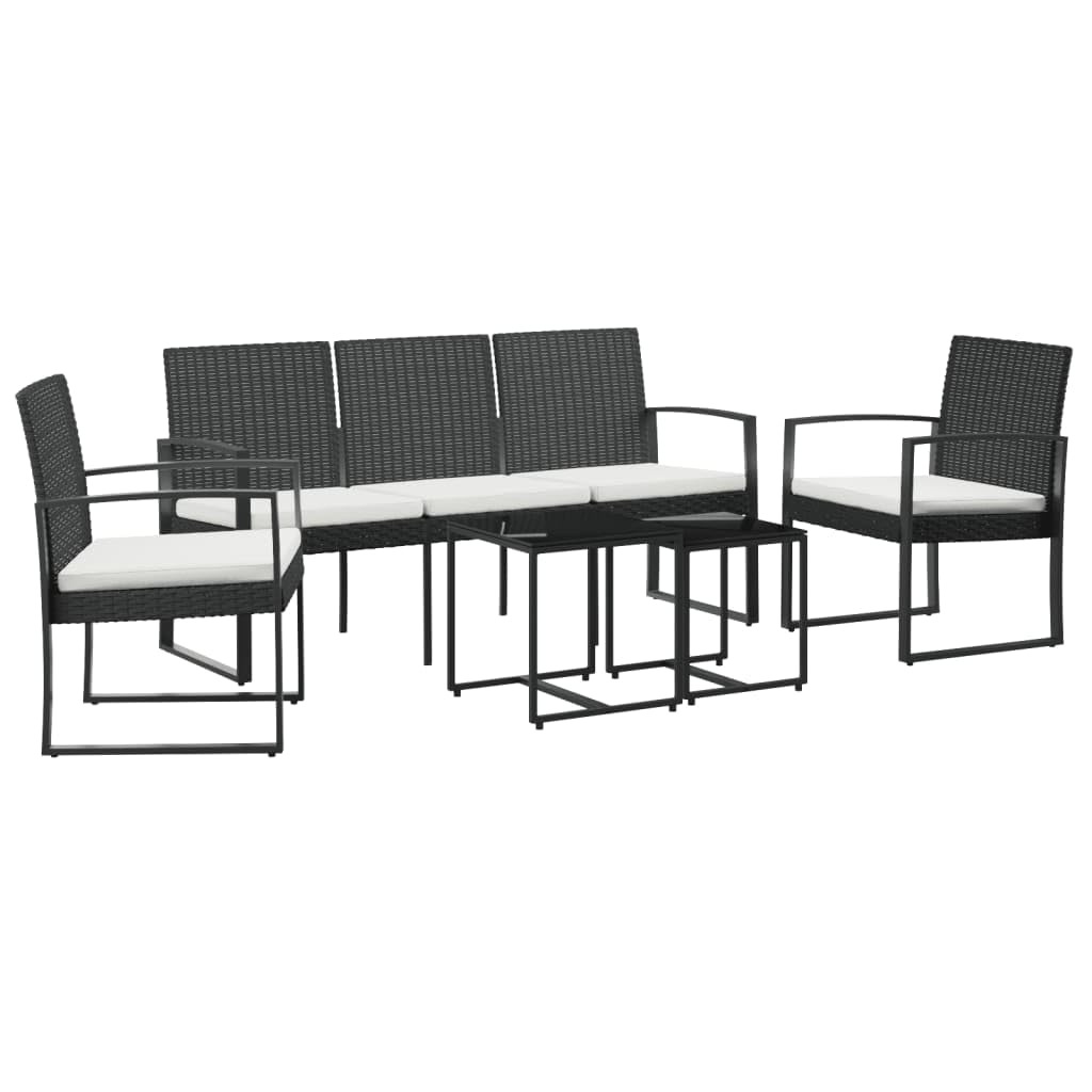 vidaXL 5-Piece Patio Dining Set with Cushions - Outdoor Furniture Set in Black Polypropylene Rattan with Powder-Coated Steel Frame & Cream White Cushions - Perfect for Garden, Terrace, & Backyard