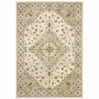 HomeRoots 508859 8 x 11 ft. Beige Gray Tan & Brown Oriental Power Loom Stain Resistant Rectangle Area Rug