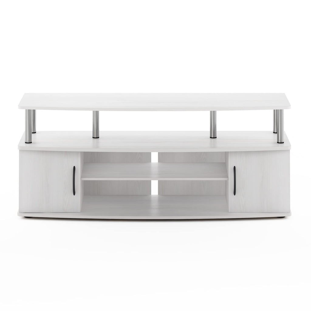 Furinno JAYA Large Entertainment Stand for TV Up to 55 Inch, White Oak/Chrome