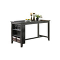 simple relax Rectangular Wooden Counter Height Dining Table with Side Shelf, Black