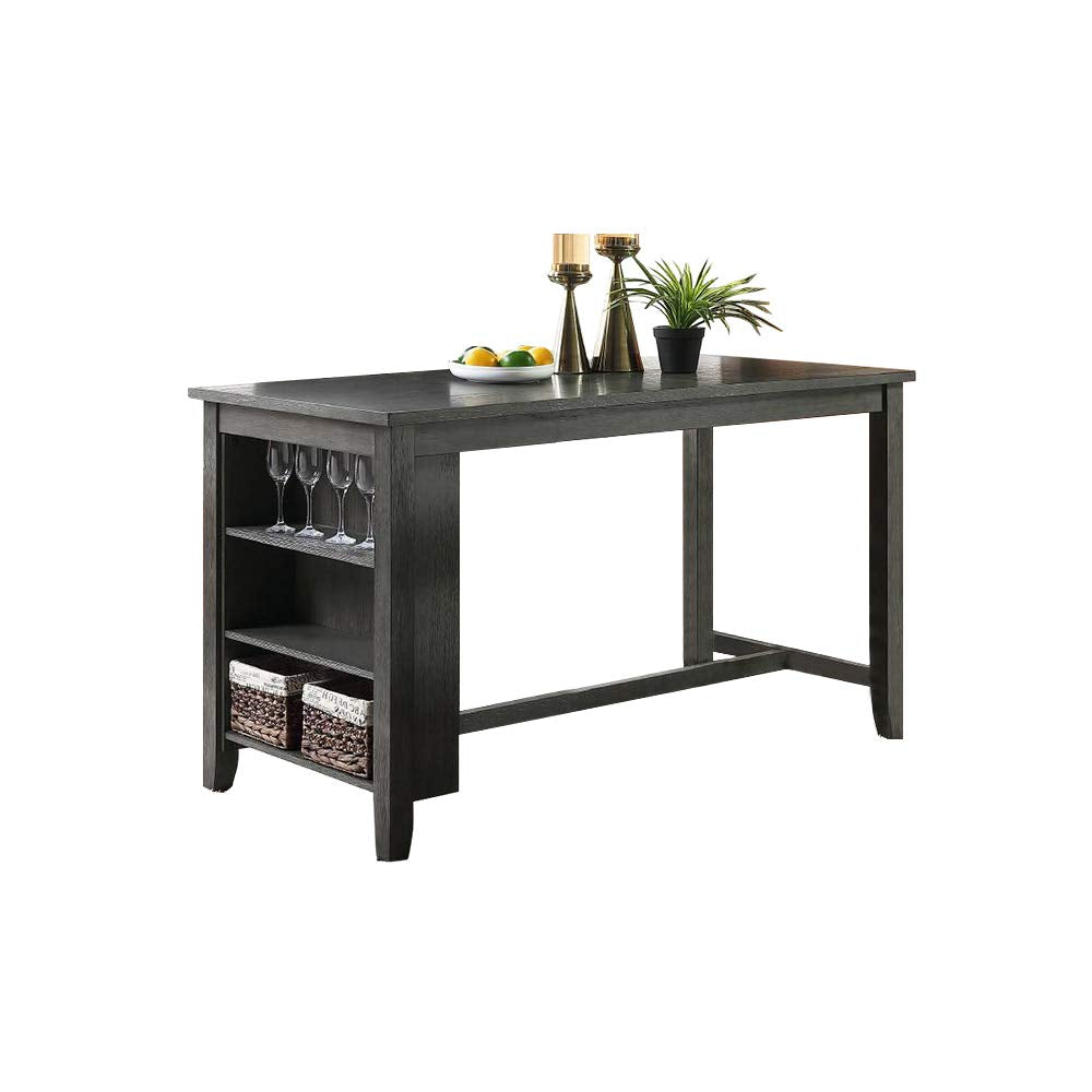 simple relax Rectangular Wooden Counter Height Dining Table with Side Shelf, Black