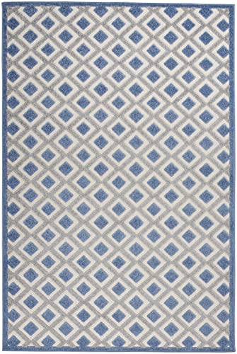 HomeRoots Blue/Grey 100% Polypropylene 5’ x 8’ Blue and Gray Indoor Outdoor Area Rug